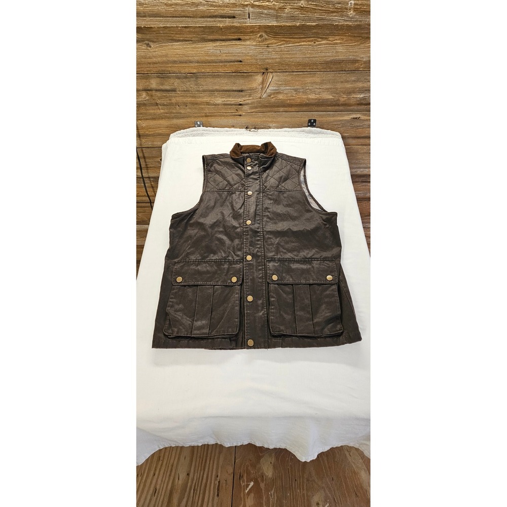 Mountain and Isles Brown Waxed Cotton Quilted Outdoor Hunting Vest XL